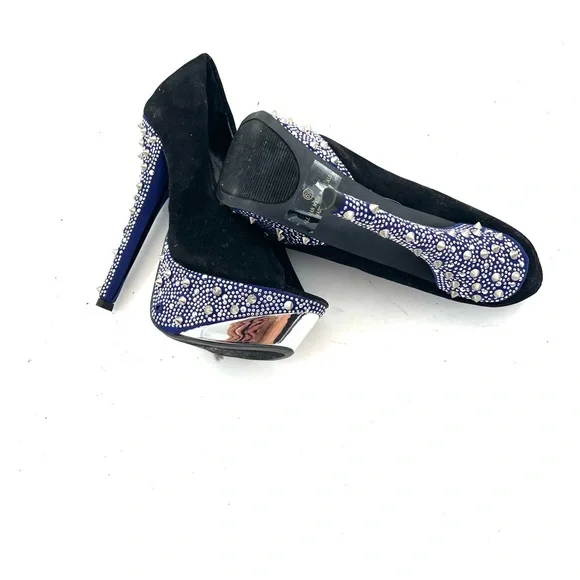 Liliana Women’s Blue Mirror Spike Heels 6.5 - Picture 7 of 8